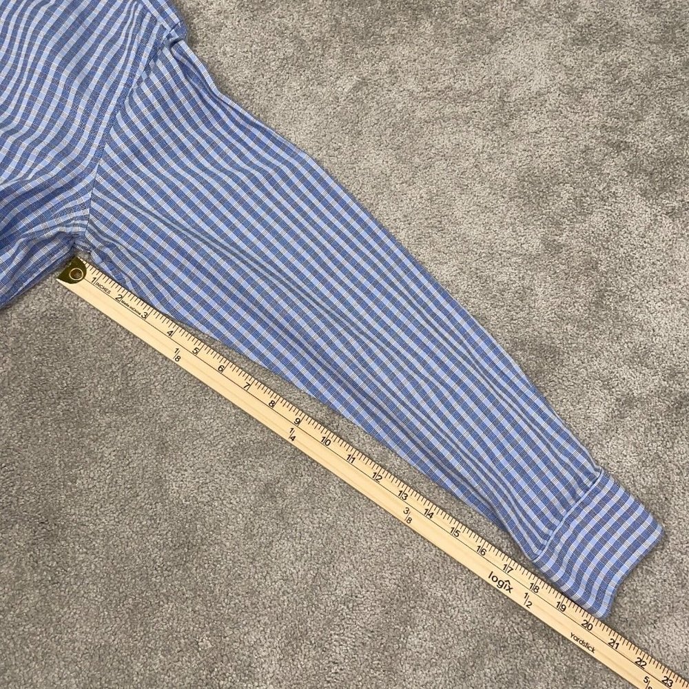 Hugo Boss Dress Shirt Mens 16.5 34/35 Blue Check Sharp Fit Long Sleeve Button Up - Picture 9 of 12